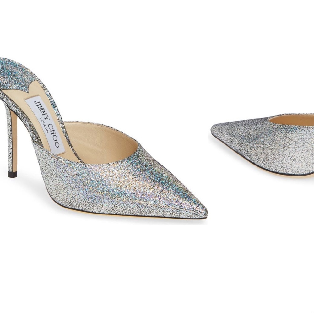 Jimmy Choo metallic heels glitter 38